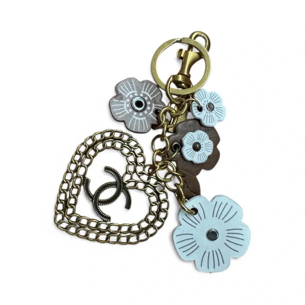 Brushed Bronze‎ Heart Bag Charm / Keychain